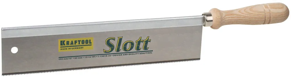 Пила KRAFTOOL "PROFI" "SLOTT" пазовая, закал мелкий зуб S-RS, 15 TPI, 250х60мм-0