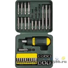 Отвертка реверсивная с насадками 43 шт, KRAFTOOL Kompakt-43, 25556-H43
