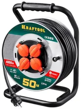 Удлинитель на катушке силовой Kraftool 4 розетки 50м 55086-50 16А IP44 с/з