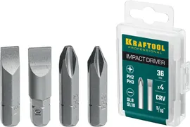 Набор бит для ударной отвертки, 36 мм, 4 шт, KRAFTOOL, 987-03853