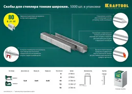KRAFTOOL 12 мм скобы для степлера тип 80, 5000 шт