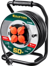 Силовой удлинитель на катушке KRAFTOOL, 50 м, 4000 Вт, 4 гнезда, IP44, КГ 3x2,5 кв. мм, 55086-50