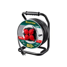 KRAFTOOL K-325, КГ 3х2.5 50м 4000Вт IP44, Силовой удлинитель на стальной катушке (55086-50)