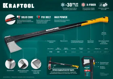 Топор-колун KRAFTOOL X27 1750/2800 г, в чехле, 920 мм-0