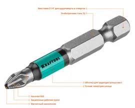 Бита Kraftool Optimum Line PH2 магнитная 50 мм