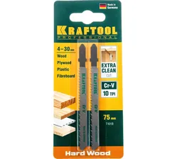 Пилки Kraftool для электролобзика по дереву 75x2.5 мм чистый рез 2 шт. EU 159511-2.5
