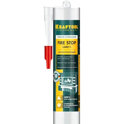 KRAFTOOL KRAFTFLEX FR150 Fire Stop 300 мл черный, Огнеупорный силикатный герметик (арт. 41260-4)