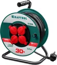 P-315 удлинитель на катушке, 50 м, 3500 Вт, 4 гнезда, IP44, ПВС 3x1,5 кв мм, KRAFTOOL (арт. 55084-50)