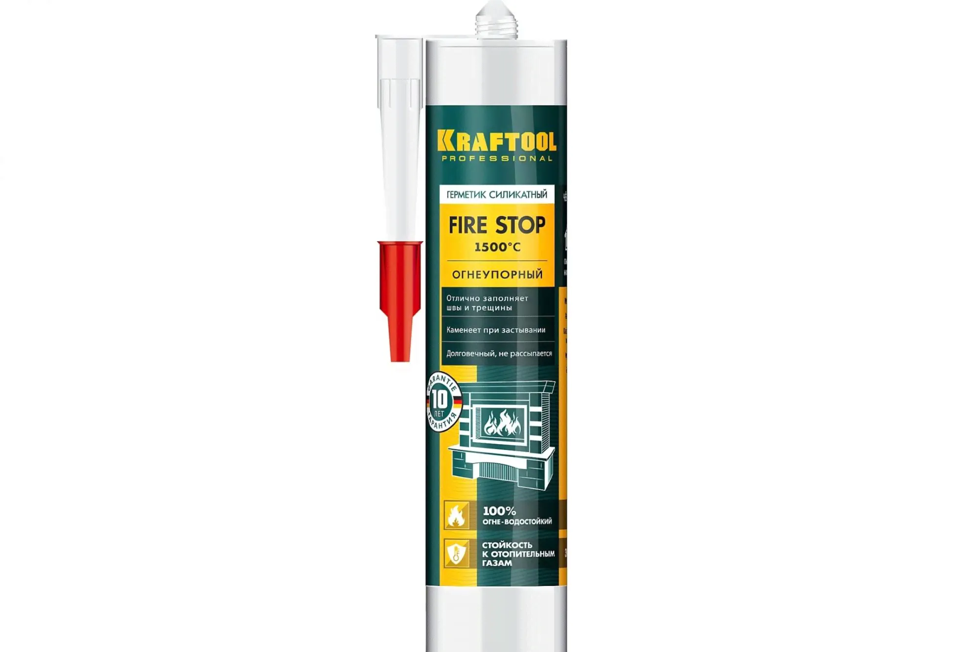 KRAFTOOL Герметик KRAFTFLEX FR150 силикатный огнеупорный "+1500 С", жаростойкий, черный, 300мл