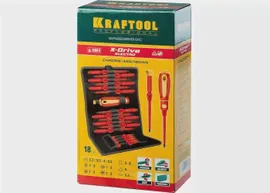 18шт, набор высоковольтных отверток со сменными стержнями Х-Drive ELECTRO KRAFTOOL 220092-H18