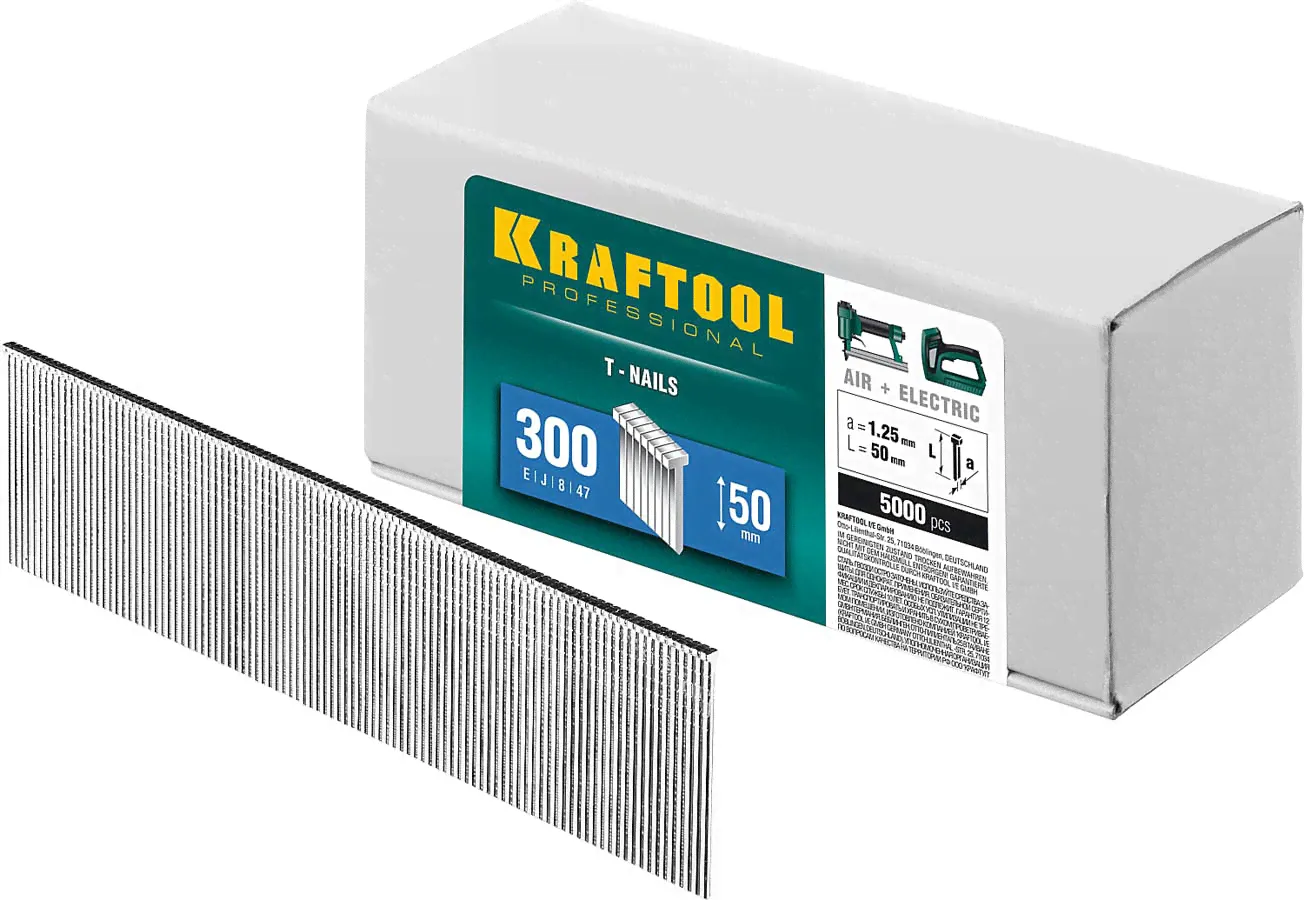 KRAFTOOL гвозди тип 300, 50 мм, гвозди для нейлера 31785-50