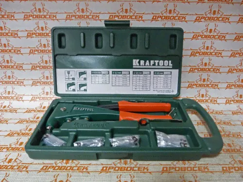 Заклепочник KRAFTOOL "INDUSTRIE-3" усиленный для всех типов заклепок, 2,4-3,2-4-4,8мм, в боксе / 31173-H6